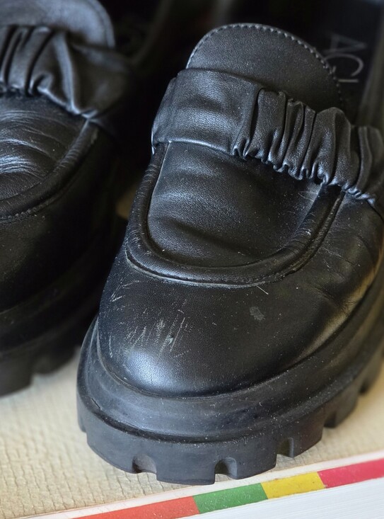 AGL Celeste Black Leather Chunky Lug Platform Loafers main image 12
